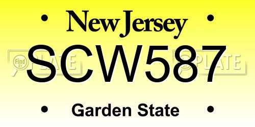 SCW587 New Jersey License Plate