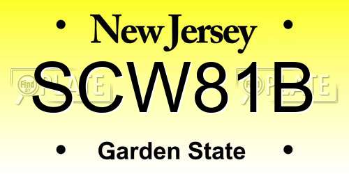 SCW81B New Jersey License Plate
