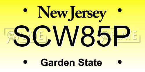 SCW85P New Jersey License Plate