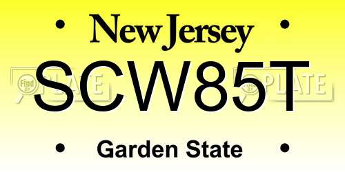 SCW85T New Jersey License Plate