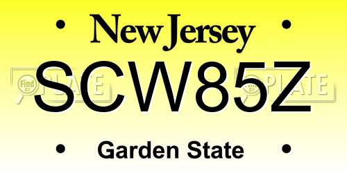 SCW85Z New Jersey License Plate