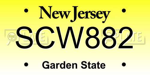 SCW882 New Jersey License Plate