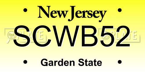 SCWB52 New Jersey License Plate