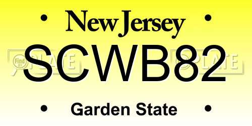 SCWB82 New Jersey License Plate