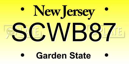 SCWB87 New Jersey License Plate