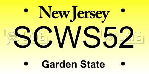 SCWS52 New Jersey License Plate