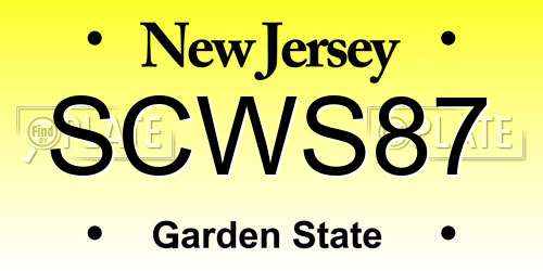 SCWS87 New Jersey License Plate