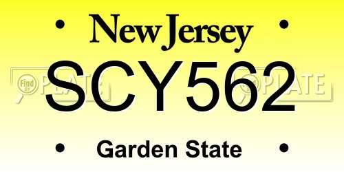 SCY562 New Jersey License Plate