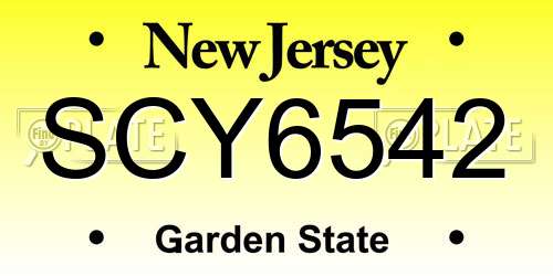 SCY6542 New Jersey License Plate
