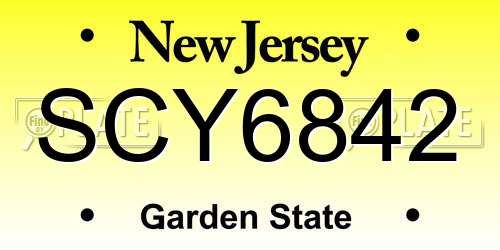 SCY6842 New Jersey License Plate
