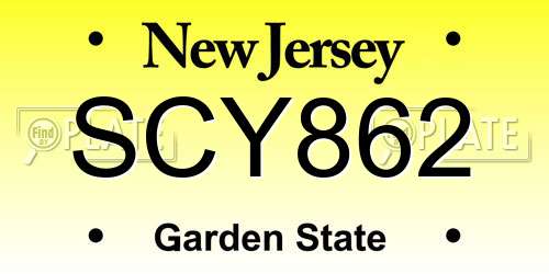 SCY862 New Jersey License Plate