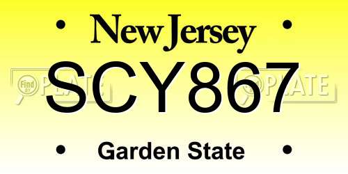 SCY867 New Jersey License Plate