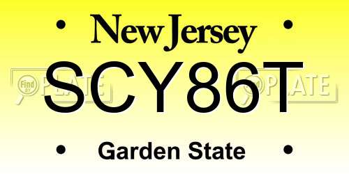 SCY86T New Jersey License Plate
