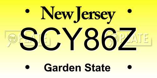 SCY86Z New Jersey License Plate