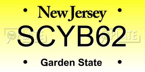 SCYB62 New Jersey License Plate