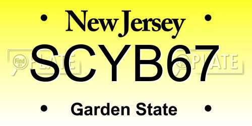 SCYB67 New Jersey License Plate