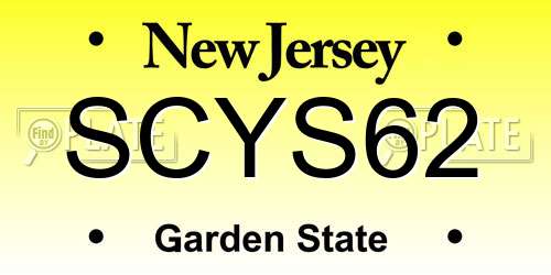 SCYS62 New Jersey License Plate