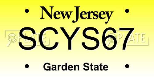 SCYS67 New Jersey License Plate