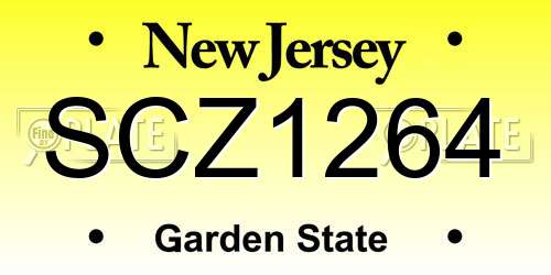SCZ1264 New Jersey License Plate
