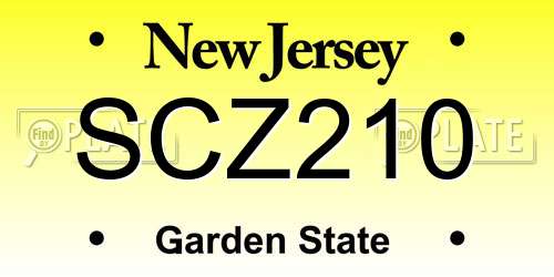 SCZ210 New Jersey License Plate