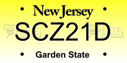 SCZ21D New Jersey License Plate
