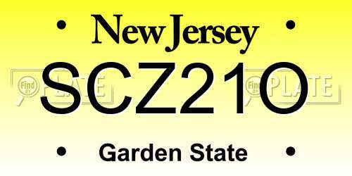 SCZ21O New Jersey License Plate