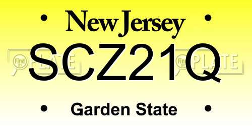 SCZ21Q New Jersey License Plate