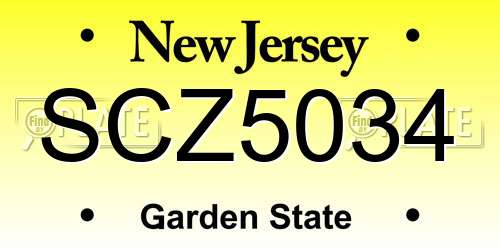 SCZ5034 New Jersey License Plate