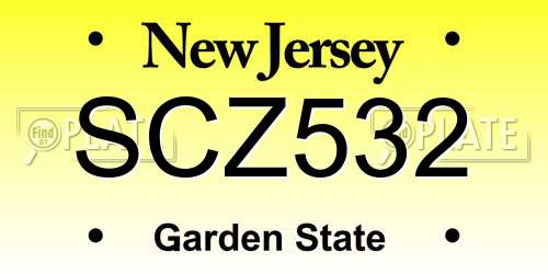 SCZ532 New Jersey License Plate