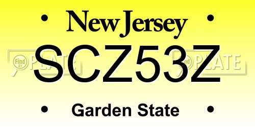 SCZ53Z New Jersey License Plate