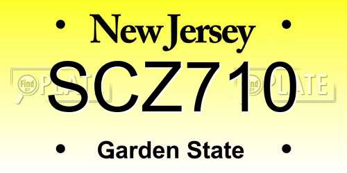 SCZ710 New Jersey License Plate