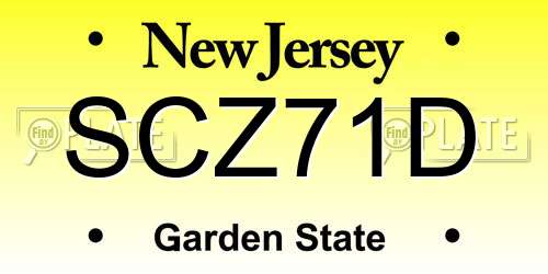 SCZ71D New Jersey License Plate