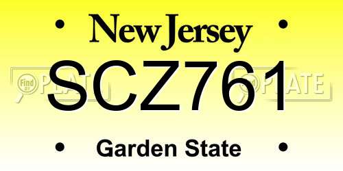 SCZ761 New Jersey License Plate