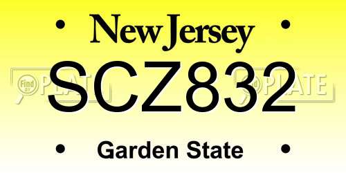 SCZ832 New Jersey License Plate