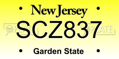SCZ837 New Jersey License Plate