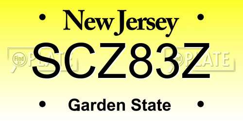 SCZ83Z New Jersey License Plate