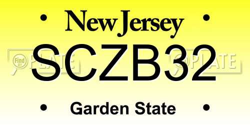 SCZB32 New Jersey License Plate