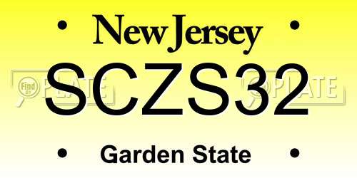 SCZS32 New Jersey License Plate
