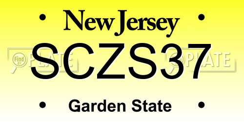 SCZS37 New Jersey License Plate