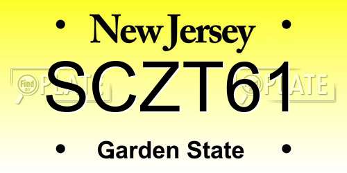 SCZT61 New Jersey License Plate