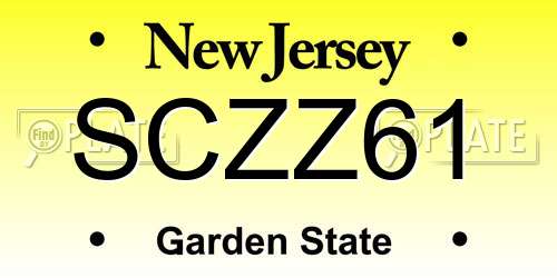 SCZZ61 New Jersey License Plate