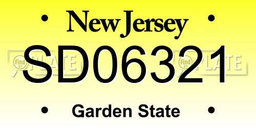 SD06321 New Jersey License Plate