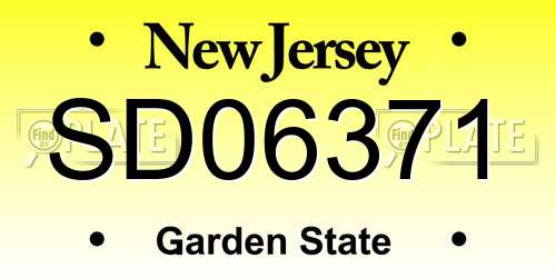 SD06371 New Jersey License Plate