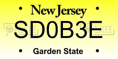 SD0B3E New Jersey License Plate