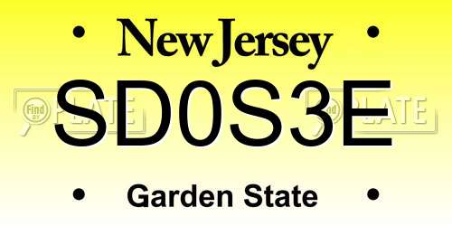 SD0S3E New Jersey License Plate