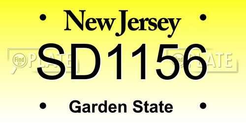 SD1156 New Jersey License Plate