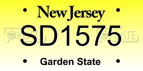 SD1575 New Jersey License Plate