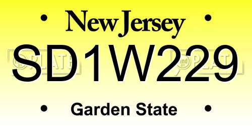 SD1W229 New Jersey License Plate