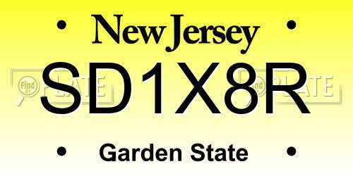 SD1X8R New Jersey License Plate