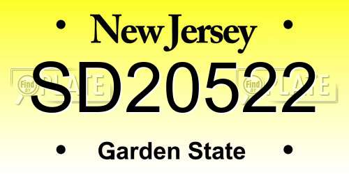 SD20522 New Jersey License Plate